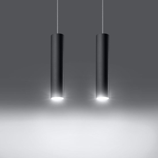Lampadario nero 2 luci cilindri per cucina