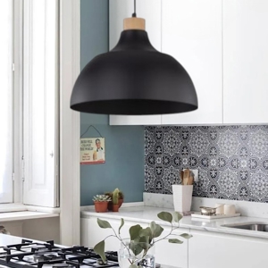 Lampadario per cucina moderna nero a cupola 34 cm
