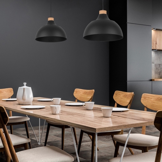 Lampadario per cucina moderna nero a cupola 34 cm