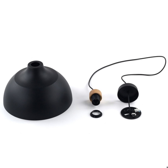 Lampadario per cucina moderna nero a cupola 34 cm