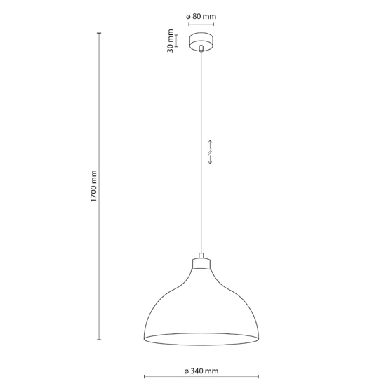 Lampadario per cucina moderna nero a cupola 34 cm