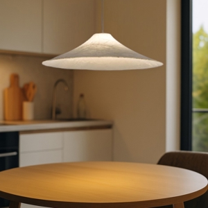 Grande lampadario cupola di seta bianco 90cm per cucina moderna