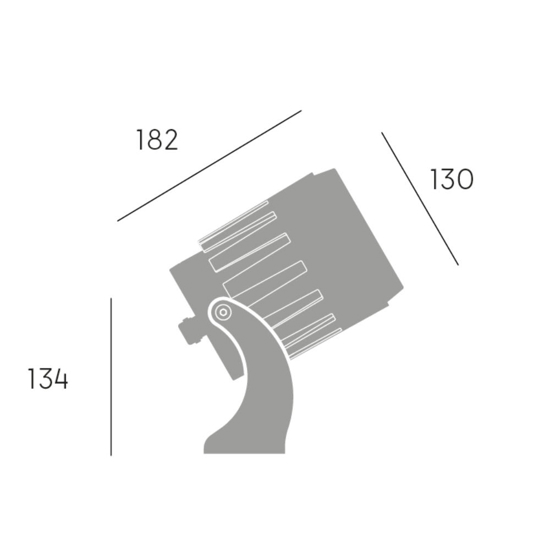 Faro proiettore 25w 3000k ottima 40 grigio per esterno ip65