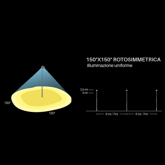 Faro proiettore per esterno led 35w 3000k ottica 150x150 ip67
