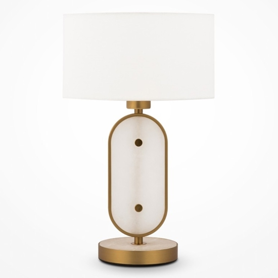Maytoni marmo abat-jour da comodino contemporanea oro ottone paralume in tessuto