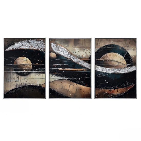 Trittico di quadri moderni in resina lucida 150x70 per soggiorno