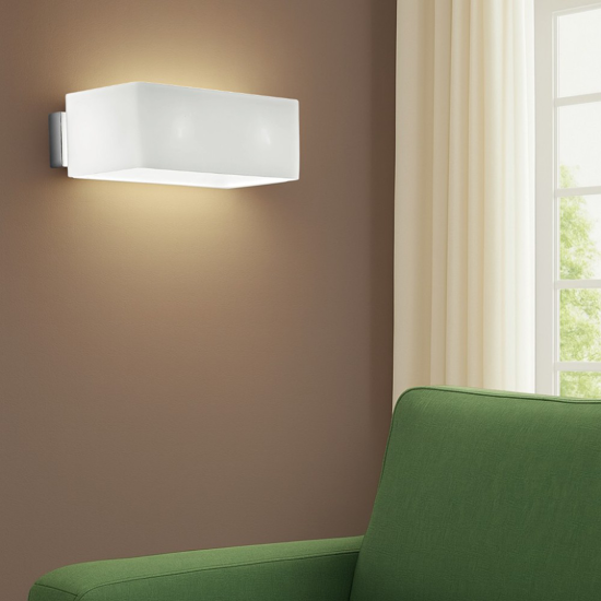 Ideal lux box ap2 applique vetro bianco moderno