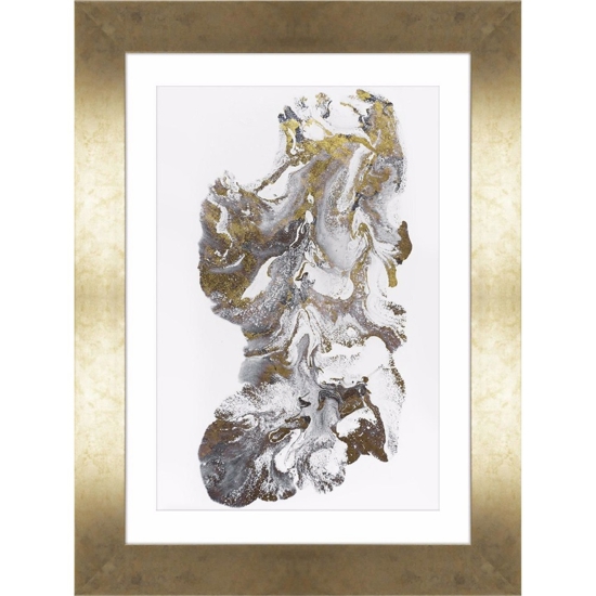 Quadro verticale astratto 63x83 cornice oro