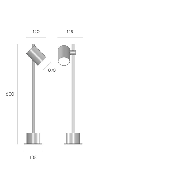 Lampione da giardino grafite led 13w 3000k orientabile ip65