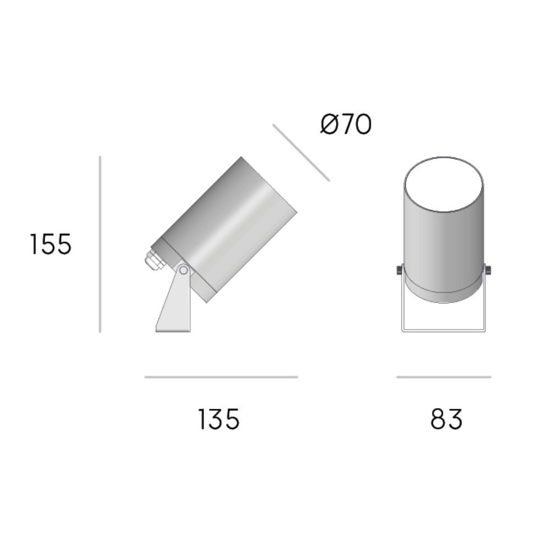 Faretto da esterno led 13w 4000k cilindro grigio ip65