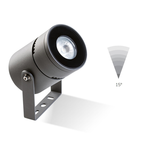 Faretto da esterno grafite orientabile led 12w 3000k ip65