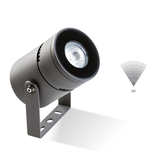 Faretto per esterni led 12w 3000k ottica 36 grigio