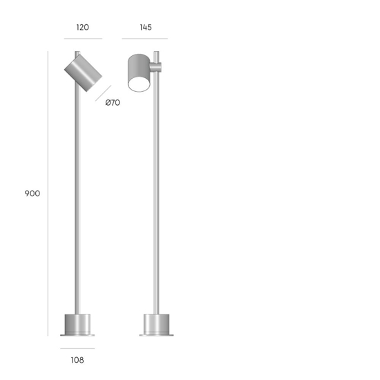 Lampione moderno per esterno led 13w 3000k grafite orientabile