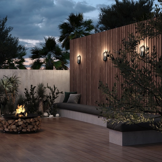 Maytoni candle applique da esterno nero ovale ip65