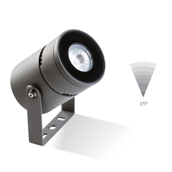 Faretto da esterno grigio led 12w 4000k ottica 15