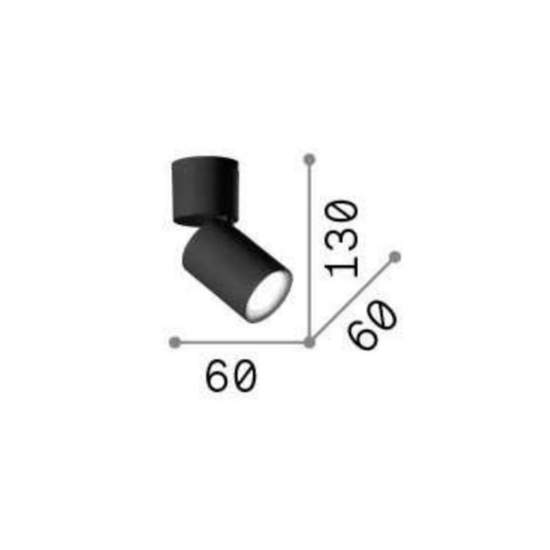 Ideal lux toby pl1 applique da parete orientabile cilindro nero