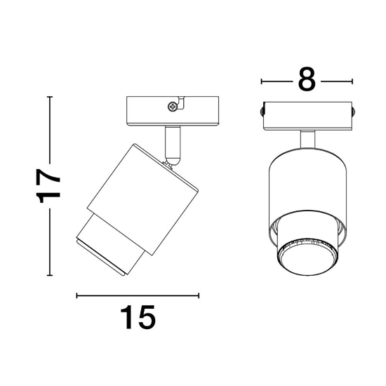 Applique da soffitto grigio nickel orientabile