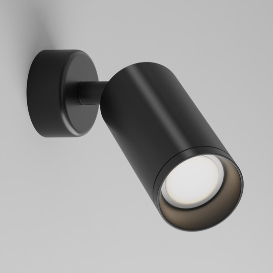 Applique da parete ilindro nero luce orientabile maytoni focus
