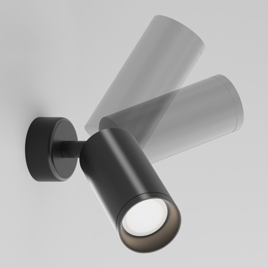 Applique da parete ilindro nero luce orientabile maytoni focus