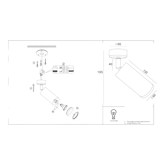 Maytoni applique da parete focus cilindro bianco orientabile
