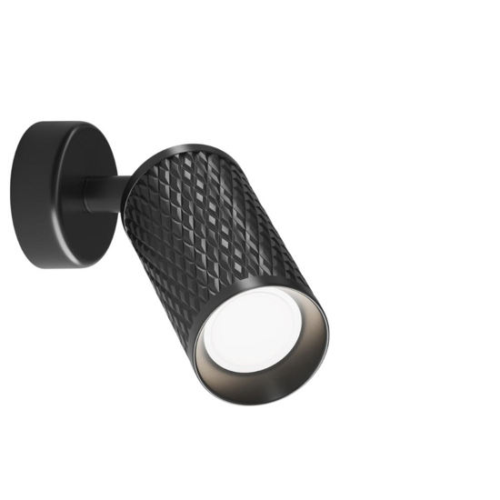 Applique da parete con spot nero cilindro rigato orientabile maytoni focus