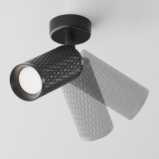 Applique da parete con spot nero cilindro rigato orientabile maytoni focus