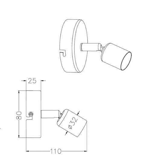 Applique orientabile da parete soffitto per interni bianco