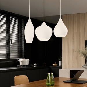 Soft sp3 lampadario per isola cucina tre luci vetri bianchi ideal lux