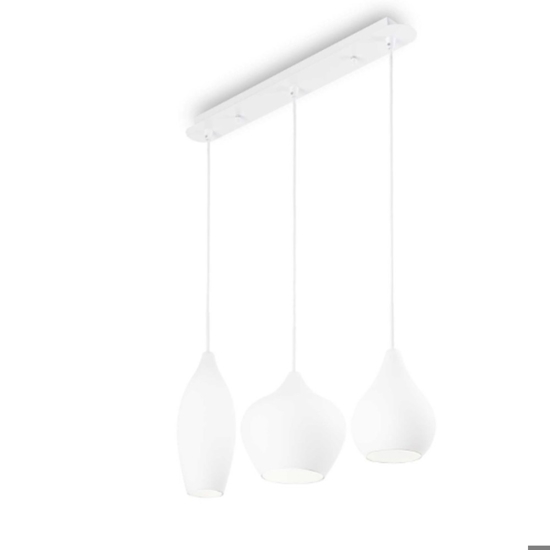 Soft sp3 lampadario per isola cucina tre luci vetri bianchi ideal lux
