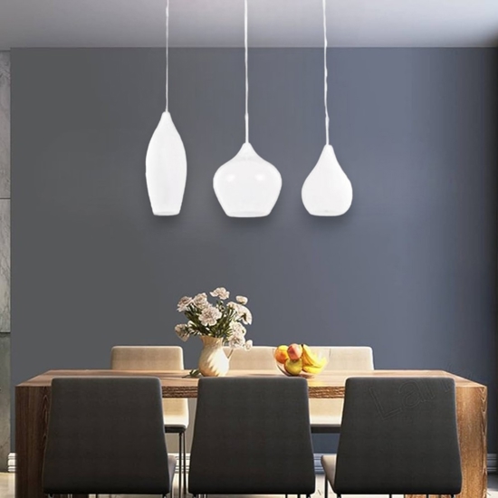 Soft sp3 lampadario per isola cucina tre luci vetri bianchi ideal lux