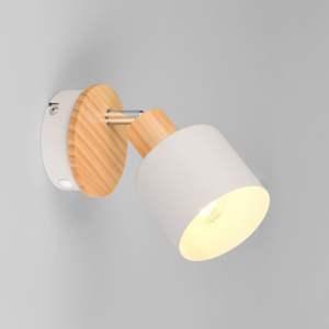 Applique per camera da letto grigia di legno orientabile