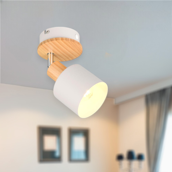 Applique per camera da letto grigia di legno orientabile