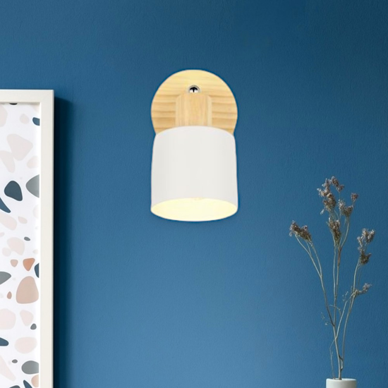 Applique per camera da letto grigia di legno orientabile