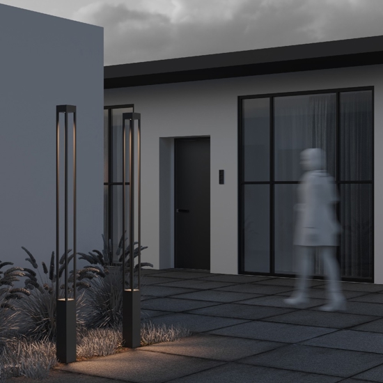 Maytoni elbe lampione alto da giardino led 3000k ip65 nero