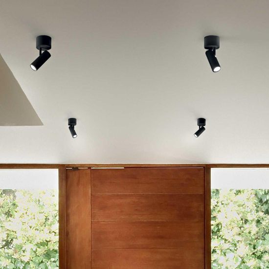 Play pl ideal lux applique orientabile led 7w 3000k cilindro nero