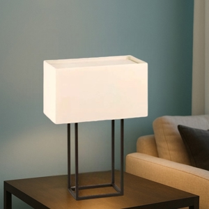 Lampada da tavolo moderna metallo marrone paralume beige