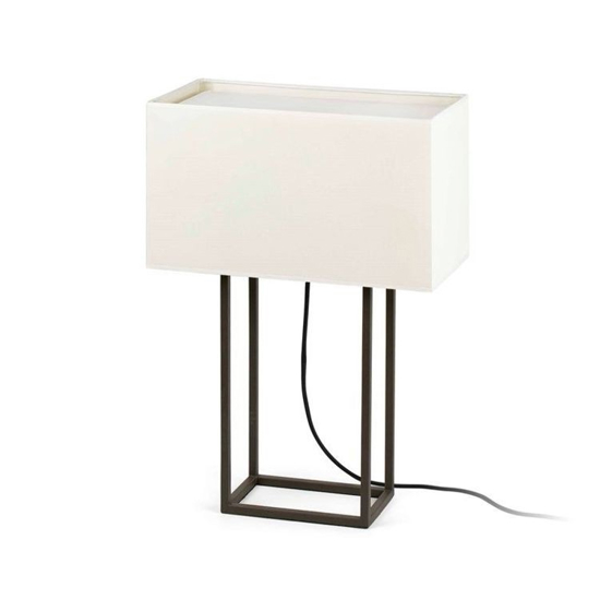 Lampada da tavolo moderna metallo marrone paralume beige