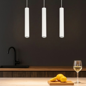 Lampadario da cucina tre luci cilindri bianco