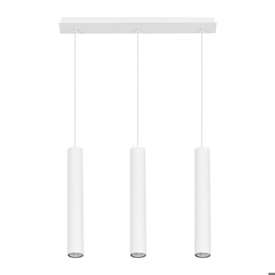 Lampadario da cucina tre luci cilindri bianco