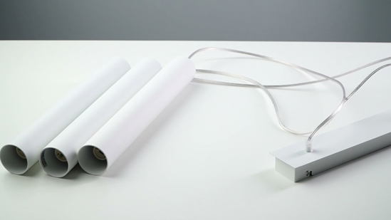 Lampadario da cucina tre luci cilindri bianco