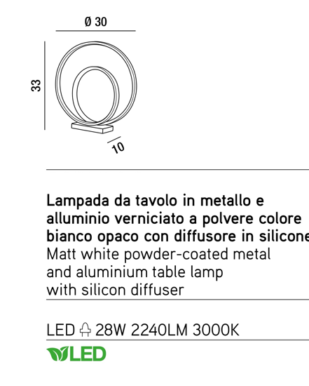 Ritmo perenz illuminazione abat jour da comodino bianco moderna led 3700k