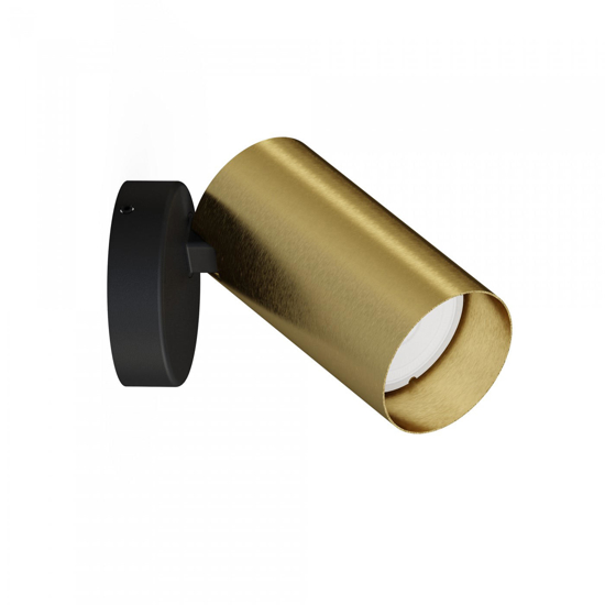 Applique con spot orientabile cilindro nero oro orientabile