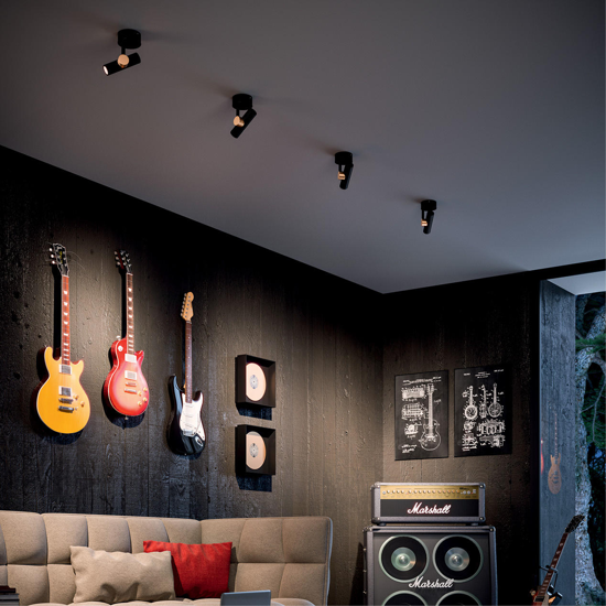 Linea light goose applique con spot nero oro led 11w 3000k orientabile