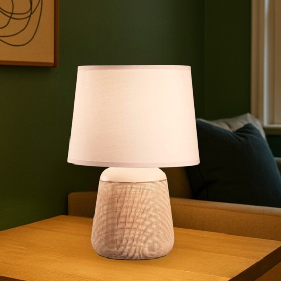Lampada da tavolo kali'-2 tl1 ideal lux ceramica paralume rosa chiaro