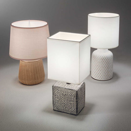 Lampada da tavolo kali'-2 tl1 ideal lux ceramica paralume rosa chiaro