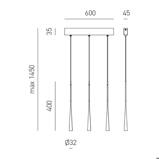 Lampadario da cucina tre luci led dafne gea luce 3000k oro