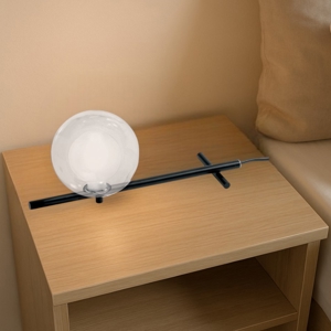 Mikado miloox abat-jour lampada da comodino nera sfera vetro dimmerabile