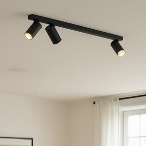 Plafoniera con 3 faretti orientabili nero interno oro