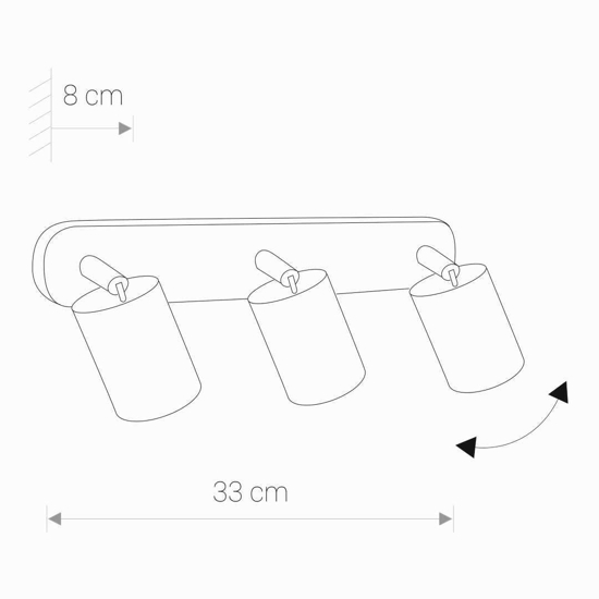 Plafoniera con 3 faretti orientabili nero interno oro