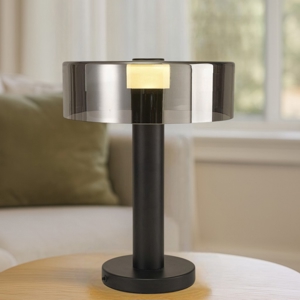 Lampada da tavolo design moderna nero vetro fume per soggiorno